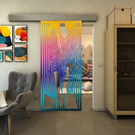 Glasschiebetür ECO-LINE - Fineprint Model 097 Verlauf auf Klarglas
