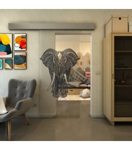 Glasschiebetür ECO-LINE - Fineprint Model 098 Schwarz auf Klarglas