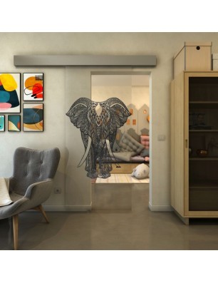 Glasschiebetür ECO-LINE - Fineprint Model 098 Schwarz auf Klarglas