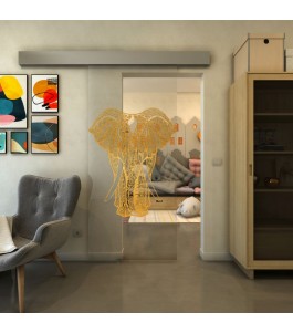 Glasschiebetür ECO-LINE - Fineprint Model 098 Gold auf Klarglas