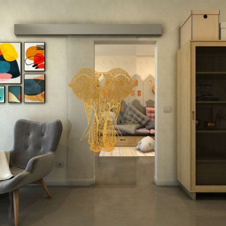 Glasschiebetür ECO-LINE - Fineprint Model 098 Gold auf Klarglas