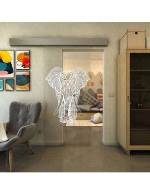 Glasschiebetür ECO-LINE - Fineprint Model 098 Weiss auf Klarglas