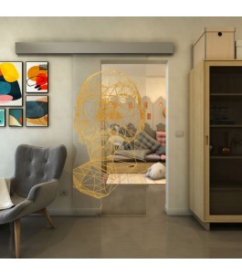 Glasschiebetür ECO-LINE - Fineprint Model 103 Gold auf Klarglas