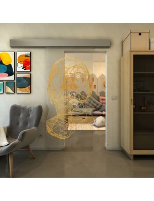 Glasschiebetür ECO-LINE - Fineprint Model 103 Gold auf Klarglas