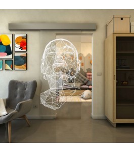 Glasschiebetür ECO-LINE - Fineprint Model 103 Weiss auf Klarglas