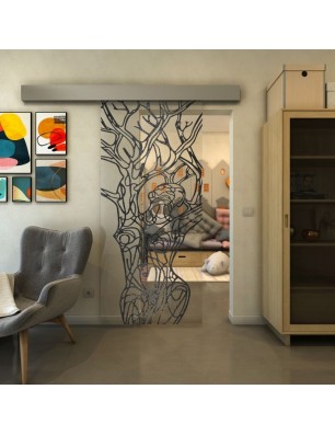 Glasschiebetür ECO-LINE - Fineprint Model 105 Schwarz auf Klarglas