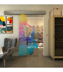 Glasschiebetür ECO-LINE - Fineprint Model 106 Verlauf auf Klarglas
