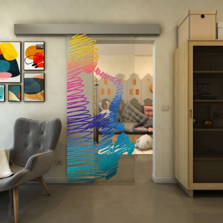 Glasschiebetür ECO-LINE - Fineprint Model 106 Verlauf auf Klarglas