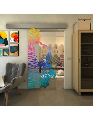 Glasschiebetür ECO-LINE - Fineprint Model 106 Verlauf auf Klarglas