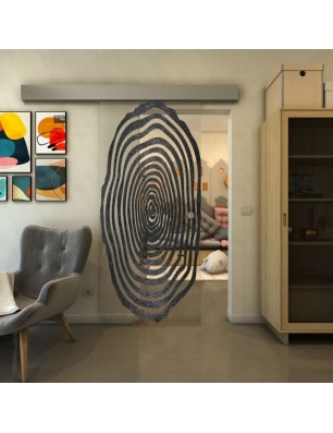Glasschiebetür ECO-LINE - Fineprint Model 109 Schwarz auf Klarglas