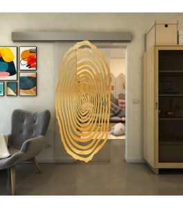 Glasschiebetür ECO-LINE - Fineprint Model 109 Gold auf Klarglas