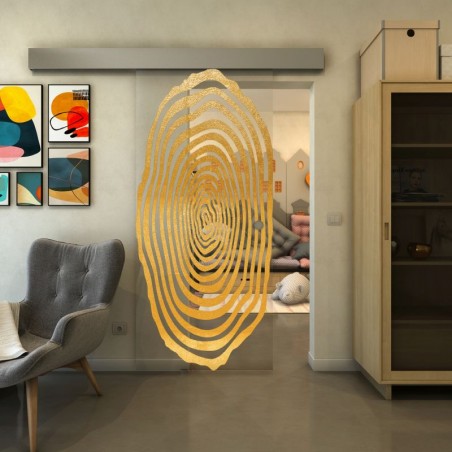 Glasschiebetür ECO-LINE - Fineprint Model 109 Gold auf Klarglas