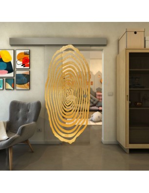 Glasschiebetür ECO-LINE - Fineprint Model 109 Gold auf Klarglas