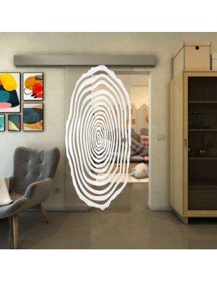 Glasschiebetür ECO-LINE - Fineprint Model 109 Weiss auf Klarglas