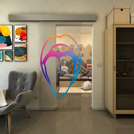 Glasschiebetür ECO-LINE - Fineprint Model 111 Verlauf auf Klarglas