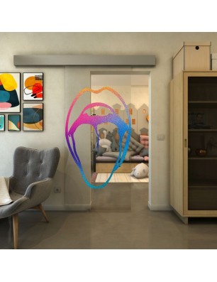 Glasschiebetür ECO-LINE - Fineprint Model 111 Verlauf auf Klarglas