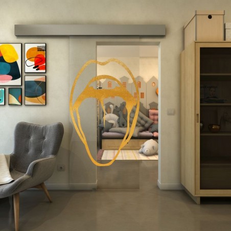 Glasschiebetür ECO-LINE - Fineprint Model 111 Gold auf Klarglas