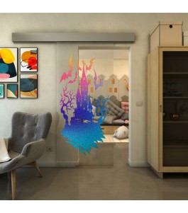 Glasschiebetür ECO-LINE - Fineprint Model 114 Verlauf auf Klarglas
