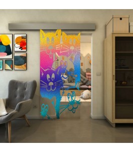 Glasschiebetür ECO-LINE - Fineprint Model 115 Verlauf auf Klarglas