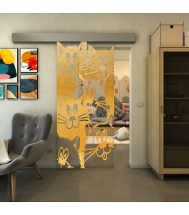 Glasschiebetür ECO-LINE - Fineprint Model 115 Gold auf Klarglas