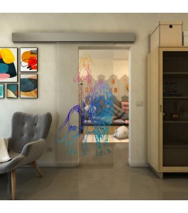 Glasschiebetür ECO-LINE - Fineprint Model 117 Verlauf auf Klarglas