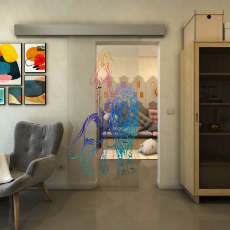 Glasschiebetür ECO-LINE - Fineprint Model 117 Verlauf auf Klarglas