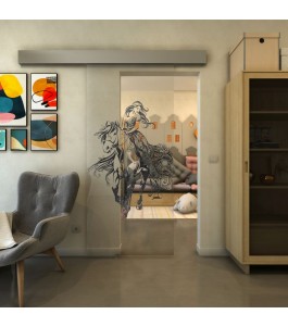 Glasschiebetür ECO-LINE - Fineprint Model 118 Schwarz auf Klarglas