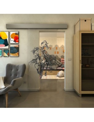 Glasschiebetür ECO-LINE - Fineprint Model 118 Schwarz auf Klarglas
