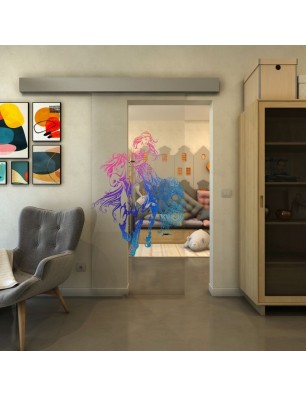 Glasschiebetür ECO-LINE - Fineprint Model 118 Verlauf auf Klarglas