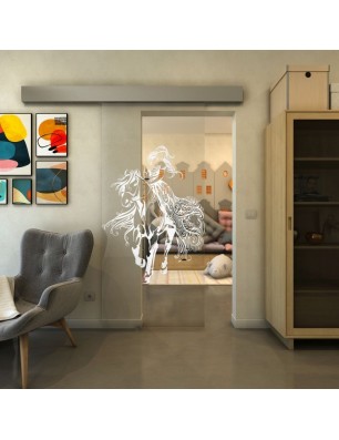 Glasschiebetür ECO-LINE - Fineprint Model 118 Weiss auf Klarglas