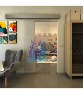 Glasschiebetür ECO-LINE - Fineprint Model 119 Verlauf auf Klarglas