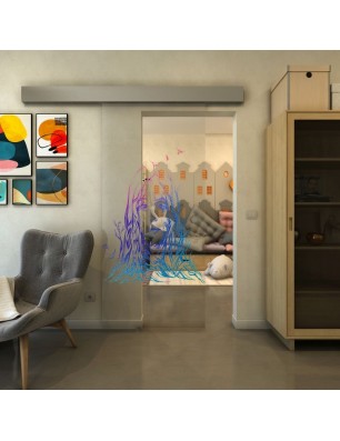 Glasschiebetür ECO-LINE - Fineprint Model 119 Verlauf auf Klarglas