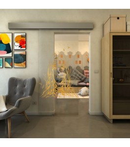Glasschiebetür ECO-LINE - Fineprint Model 119 Gold auf Klarglas