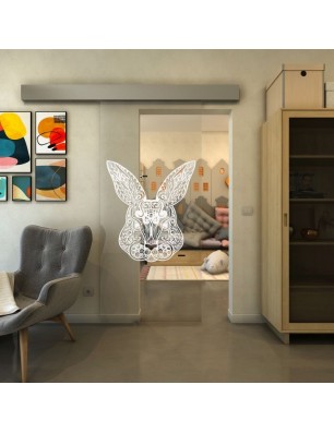 Glasschiebetür ECO-LINE - Fineprint Model 121 Weiss auf Klarglas