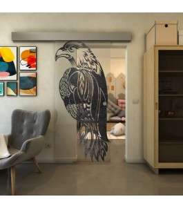 Glasschiebetür ECO-LINE - Fineprint Model 122 Schwarz auf Klarglas