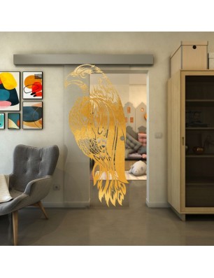 Glasschiebetür ECO-LINE - Fineprint Model 122 Gold auf Klarglas