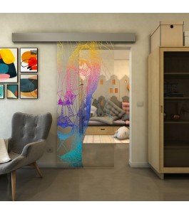 Glasschiebetür ECO-LINE - Fineprint Model 123 Verlauf auf Klarglas