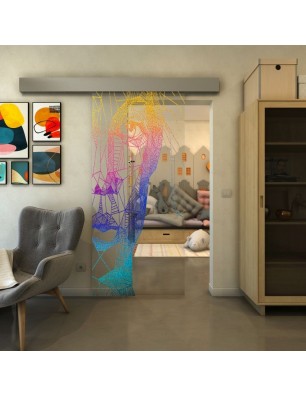 Glasschiebetür ECO-LINE - Fineprint Model 123 Verlauf auf Klarglas
