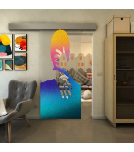 Glasschiebetür ECO-LINE - Fineprint Model 124 Verlauf auf Klarglas