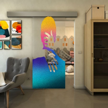 Glasschiebetür ECO-LINE - Fineprint Model 124 Verlauf auf Klarglas