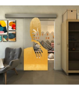 Glasschiebetür ECO-LINE - Fineprint Model 124 Gold auf Klarglas