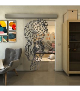 Glasschiebetür ECO-LINE - Fineprint Model 125 Schwarz auf Klarglas