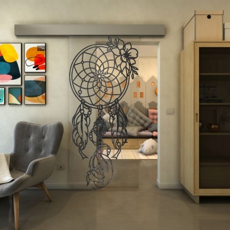 Glasschiebetür ECO-LINE - Fineprint Model 125 Schwarz auf Klarglas