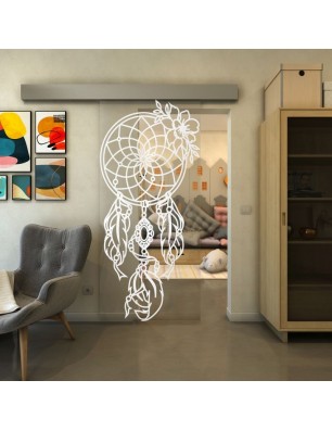 Glasschiebetür ECO-LINE - Fineprint Model 125 Weiss auf Klarglas