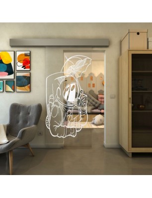 Glasschiebetür ECO-LINE - Fineprint Model 126 Weiss auf Klarglas