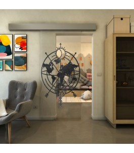 Glasschiebetür ECO-LINE - Fineprint Model 127 Schwarz auf Klarglas