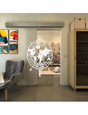 Glasschiebetür ECO-LINE - Fineprint Model 127 Weiss auf Klarglas