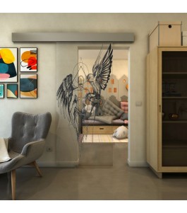 Glasschiebetür ECO-LINE - Fineprint Model 131 Schwarz auf Klarglas