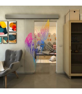 Glasschiebetür ECO-LINE - Fineprint Model 131 Verlauf auf Klarglas