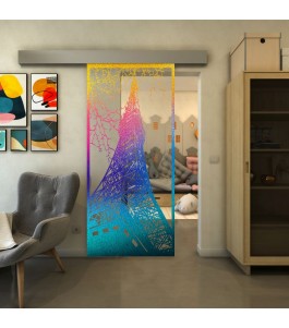 Glasschiebetür ECO-LINE - Fineprint Model 132 Verlauf auf Klarglas